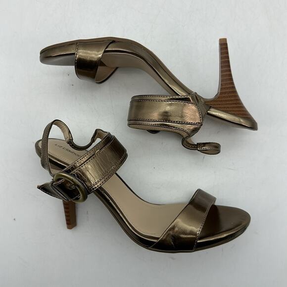 LIZ CLAIBORNE Metallic Gold Open Toe Slingback‎ High Heel Pump Shoes Size 6.5 - Picture 9 of 9